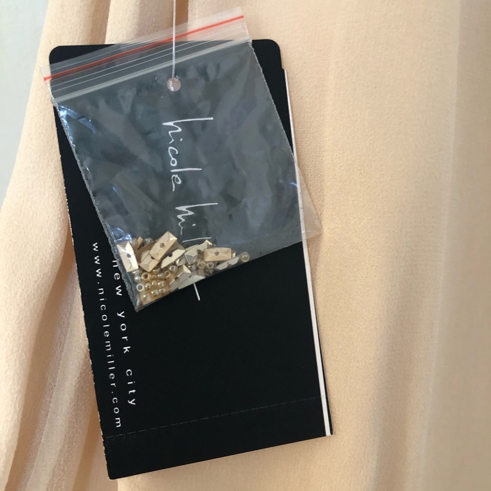 NWT Nicole Miller gold silk beaded dress - Picture 4 of 8